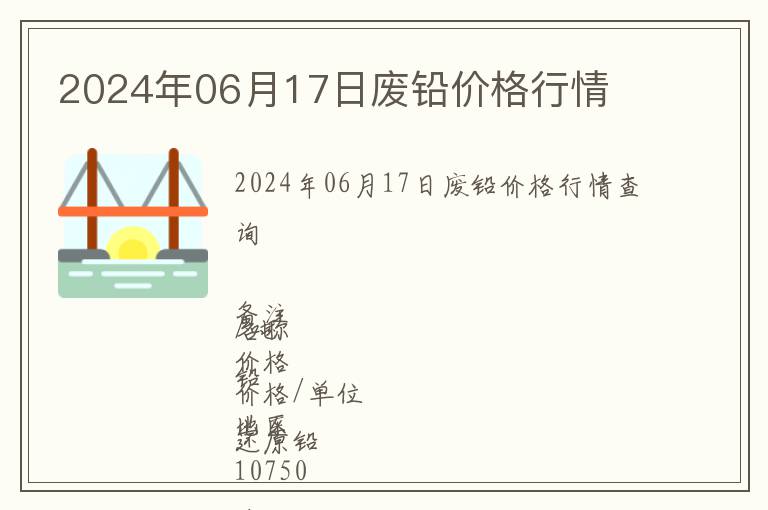 2024年06月17日廢鉛價(jià)格行情