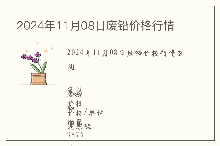 2024年11月08日廢鉛價(jià)格行情
