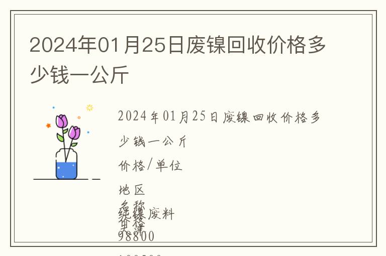 2024年01月25日廢鎳回收價(jià)格多少錢一公斤