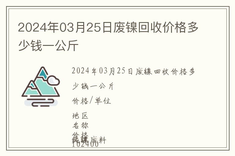 2024年03月25日廢鎳回收價(jià)格多少錢一公斤