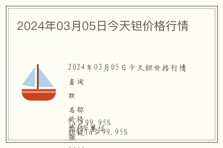 2024年03月05日今天鉭價(jià)格行情