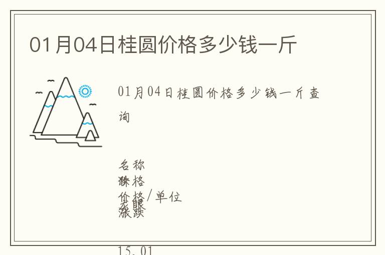 01月04日桂圓價格多少錢一斤