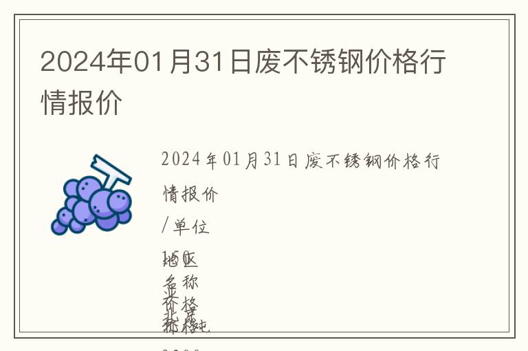 2024年01月31日廢不銹鋼價(jià)格行情報(bào)價(jià)