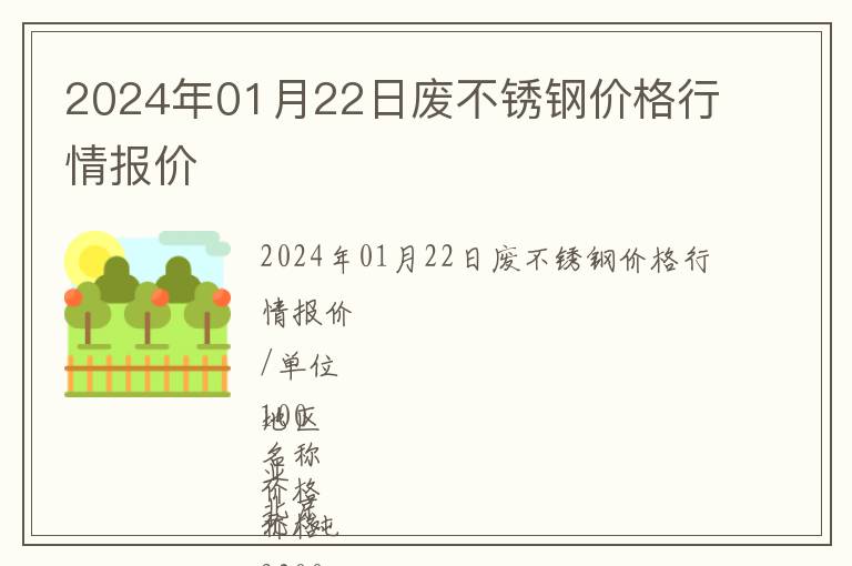 2024年01月22日廢不銹鋼價(jià)格行情報(bào)價(jià)