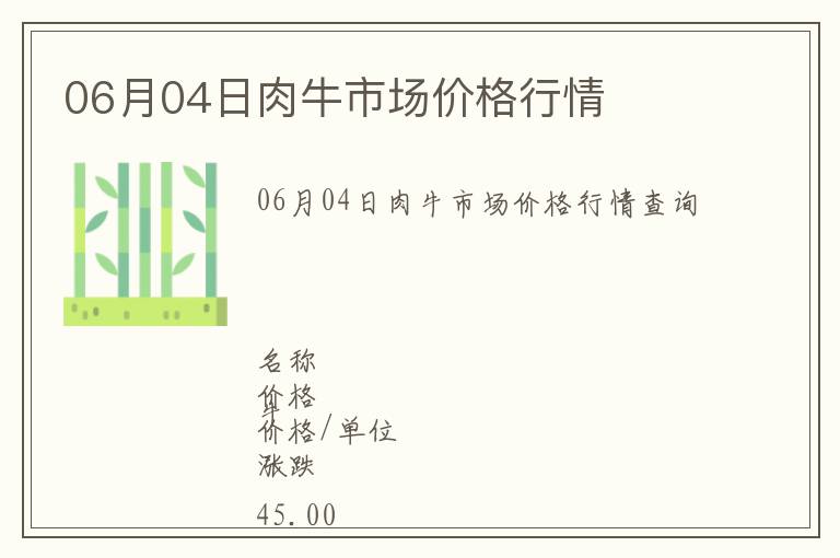 06月04日肉牛市場價格行情