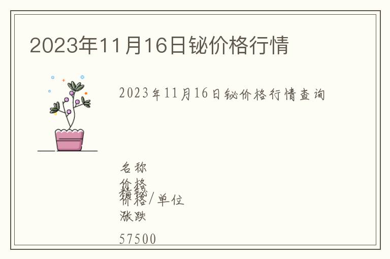 2023年11月16日鉍價(jià)格行情