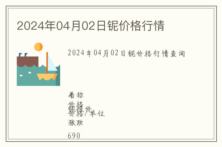 2024年04月02日鈮價(jià)格行情