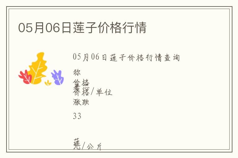 05月06日蓮子價格行情