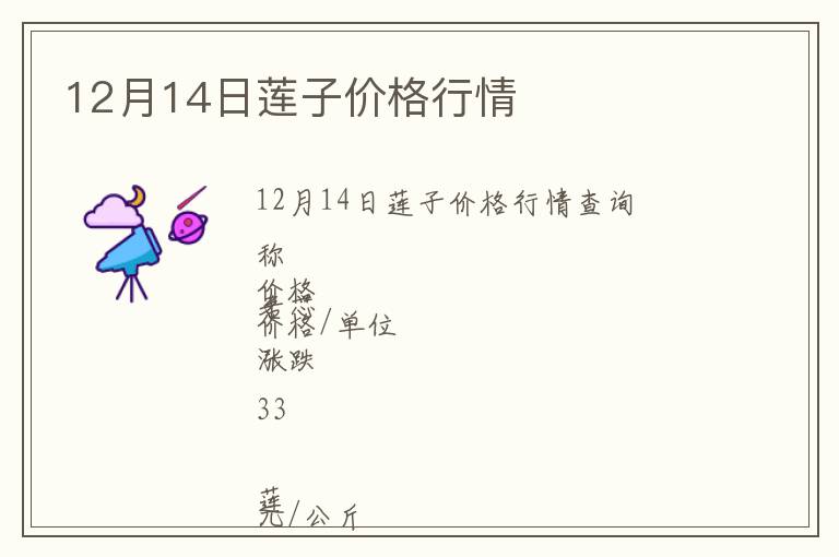 12月14日蓮子價(jià)格行情