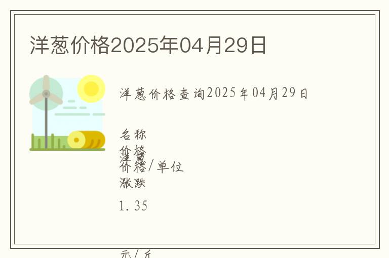 洋蔥價格2025年04月29日