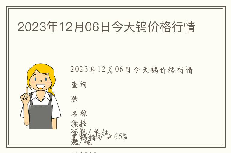 2023年12月06日今天鎢價(jià)格行情