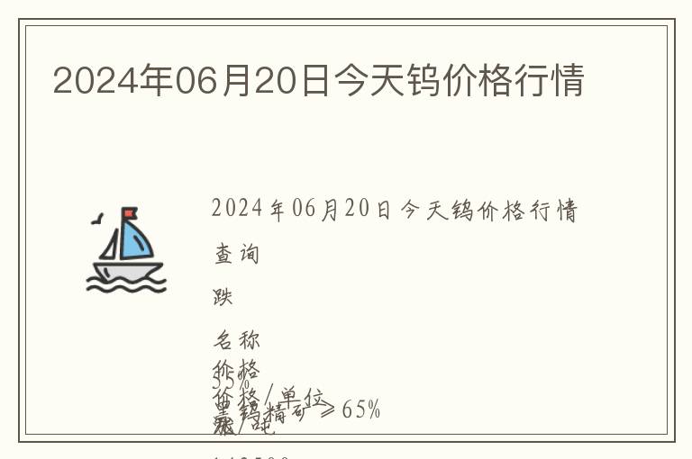 2024年06月20日今天鎢價格行情