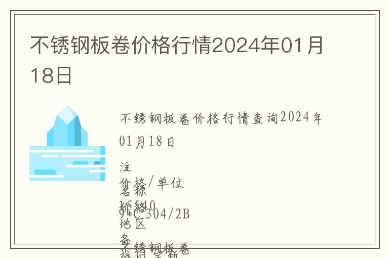 不銹鋼板卷價(jià)格行情2024年01月18日