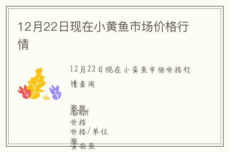 12月22日現在小黃魚市場價格行情