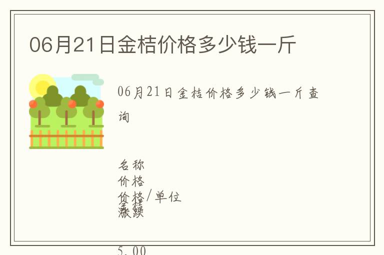 06月21日金桔價格多少錢一斤