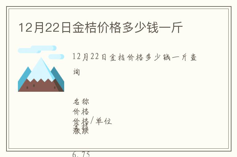 12月22日金桔價(jià)格多少錢(qián)一斤