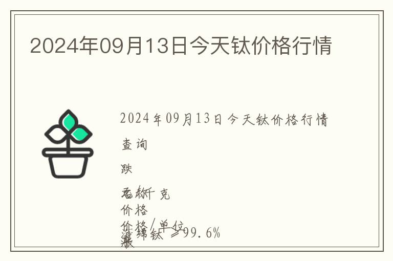 2024年09月13日今天鈦價(jià)格行情