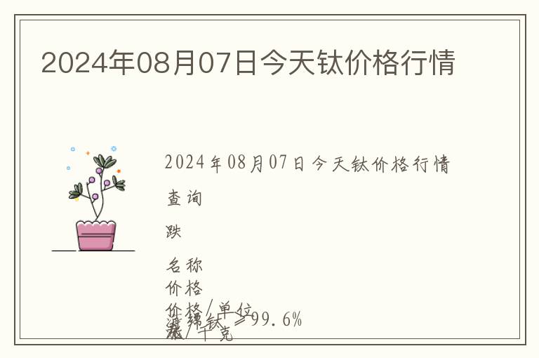 2024年08月07日今天鈦價格行情