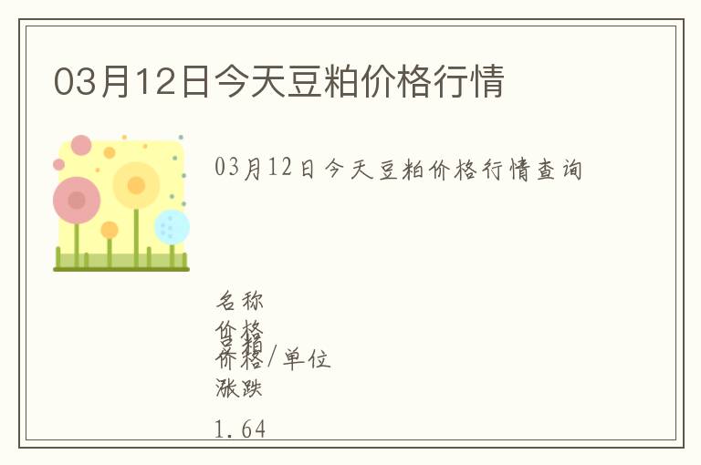 03月12日今天豆粕價格行情