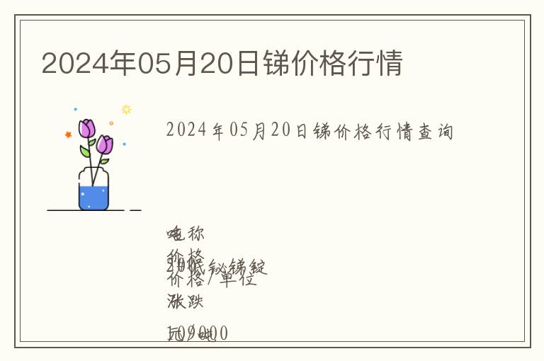 2024年05月20日銻價格行情
