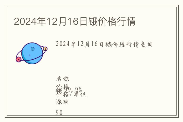 2024年12月16日鋨價(jià)格行情