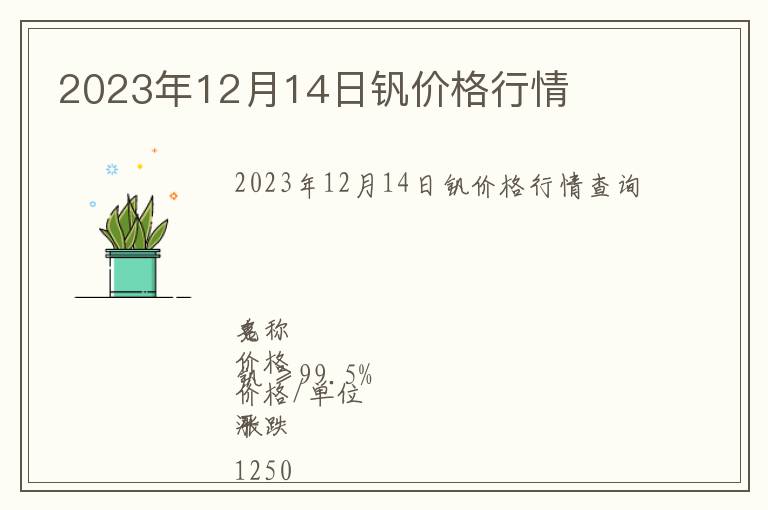 2023年12月14日釩價格行情