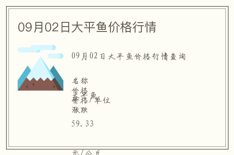 09月02日大平魚價(jià)格行情