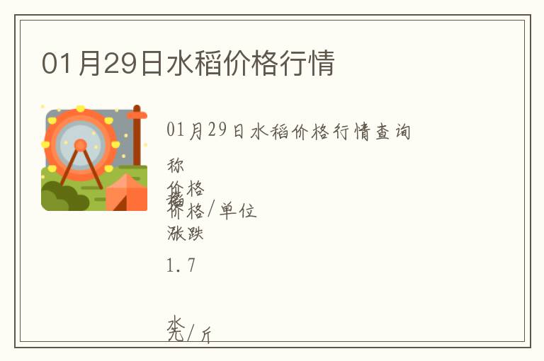 01月29日水稻價格行情