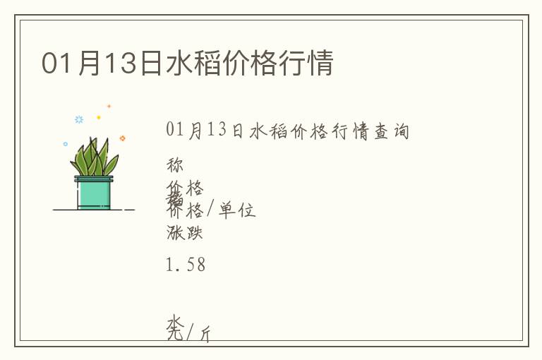 01月13日水稻價(jià)格行情