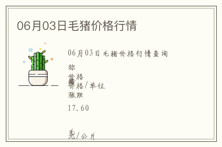 06月03日毛豬價(jià)格行情