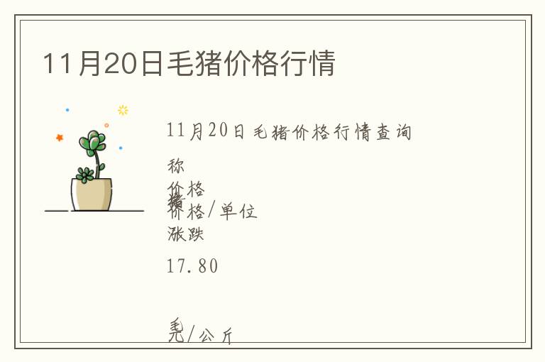11月20日毛豬價(jià)格行情