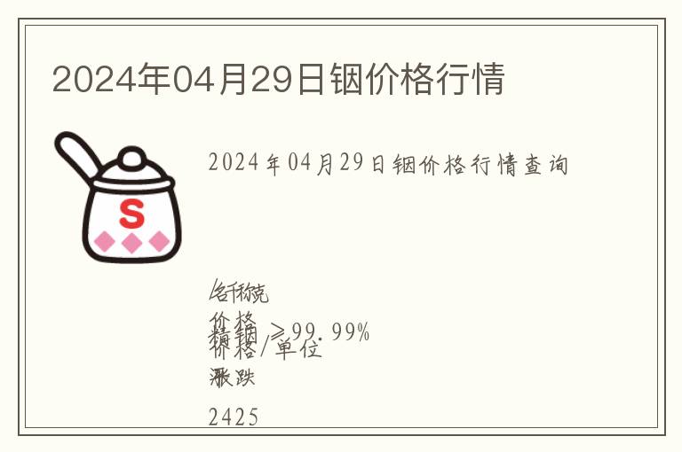 2024年04月29日銦價格行情