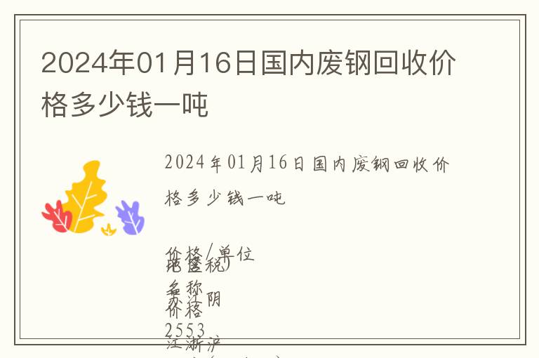 2024年01月16日國內(nèi)廢鋼回收價格多少錢一噸