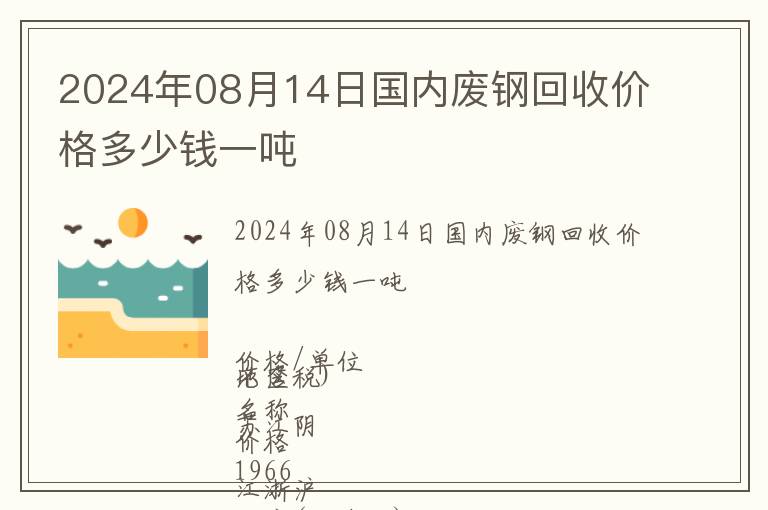 2024年08月14日國內(nèi)廢鋼回收價格多少錢一噸