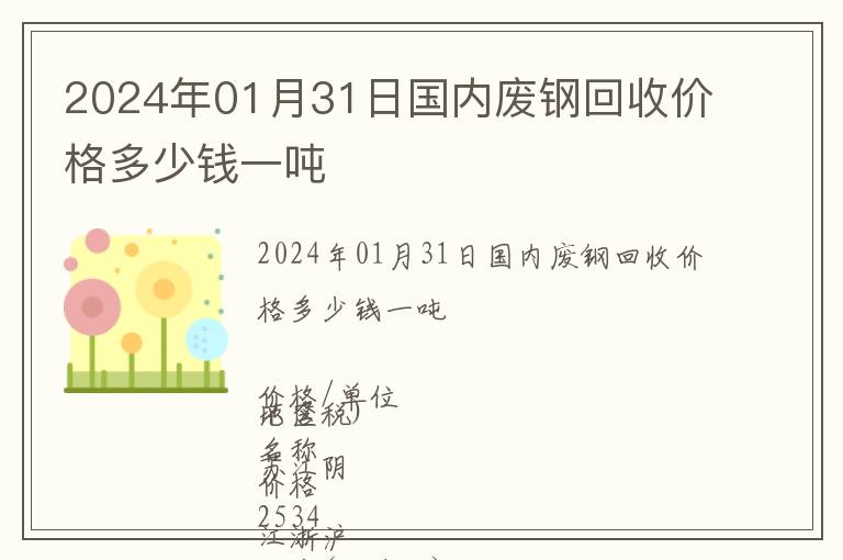 2024年01月31日國內廢鋼回收價格多少錢一噸