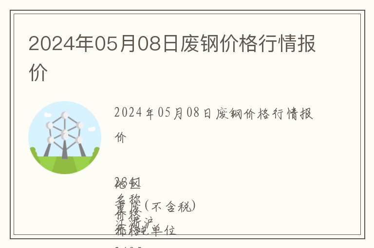 2024年05月08日廢鋼價格行情報價