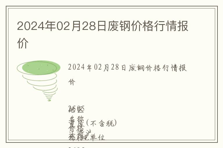 2024年02月28日廢鋼價格行情報價