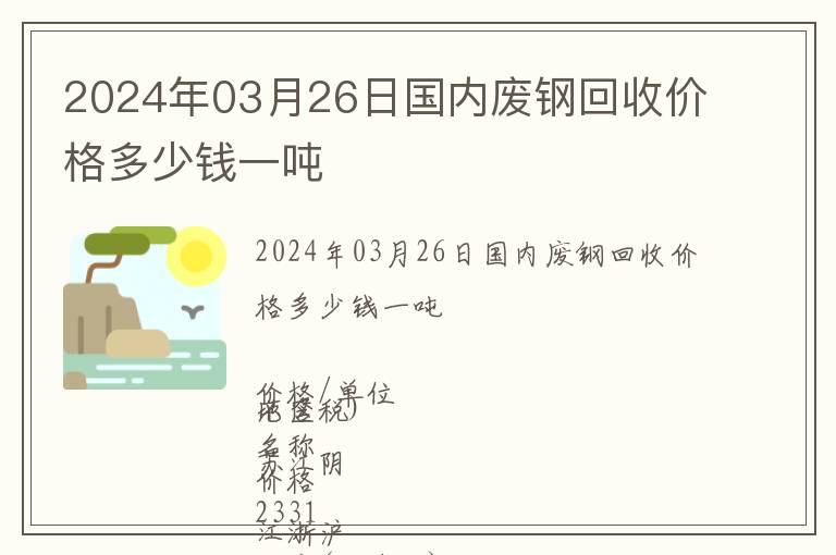 2024年03月26日國(guó)內(nèi)廢鋼回收價(jià)格多少錢一噸
