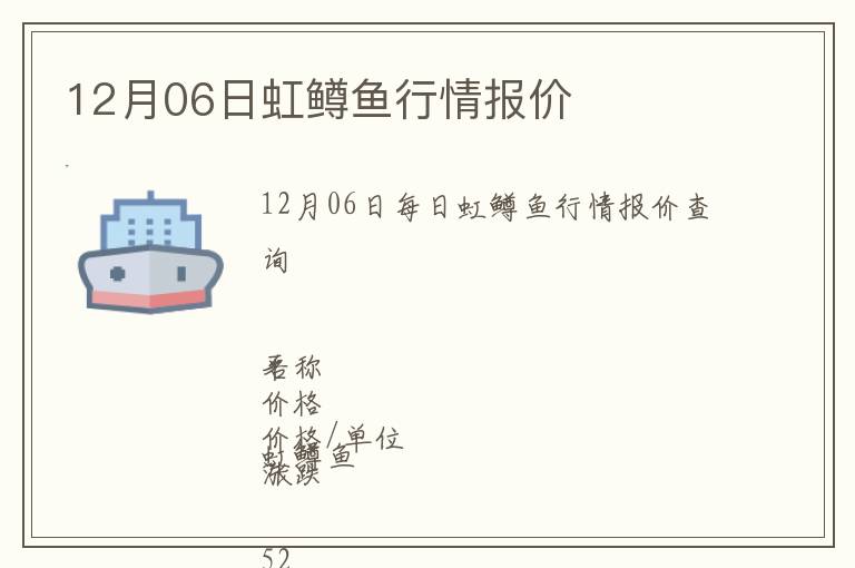 12月06日虹鱒魚行情報(bào)價(jià)