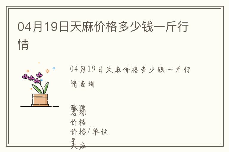04月19日天麻價(jià)格多少錢一斤行情
