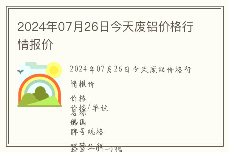 2024年07月26日今天廢鋁價(jià)格行情報(bào)價(jià)