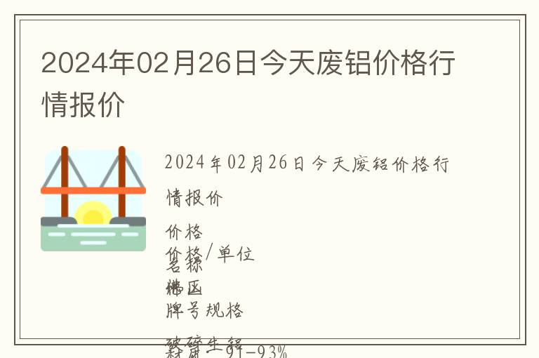 2024年02月26日今天廢鋁價格行情報價