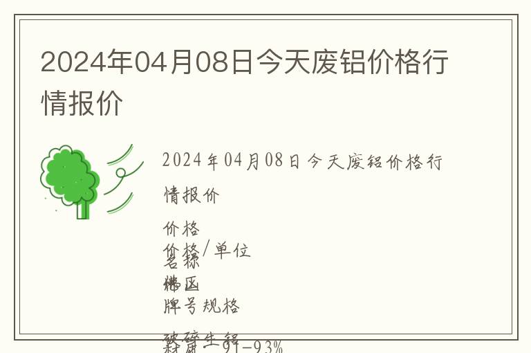 2024年04月08日今天廢鋁價(jià)格行情報(bào)價(jià)
