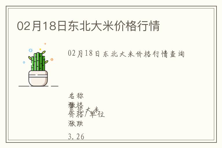 02月18日東北大米價(jià)格行情
