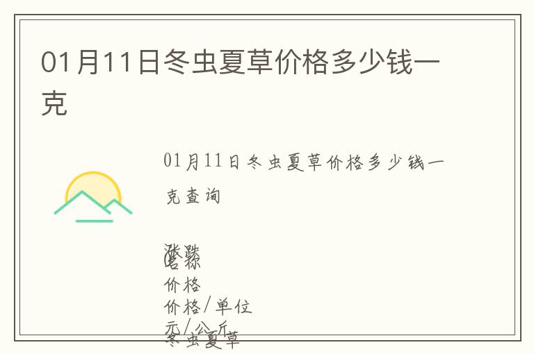 01月11日冬蟲(chóng)夏草價(jià)格多少錢(qián)一克