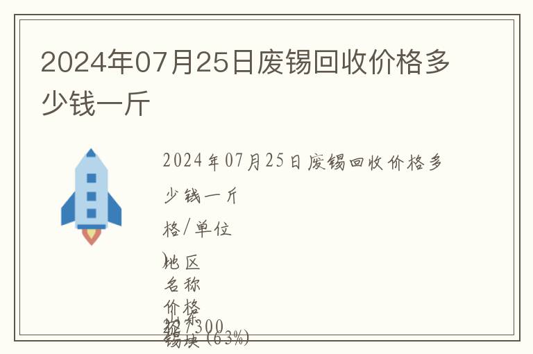 2024年07月25日廢錫回收價(jià)格多少錢一斤