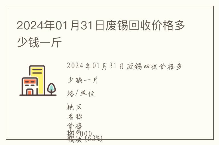 2024年01月31日廢錫回收價(jià)格多少錢一斤
