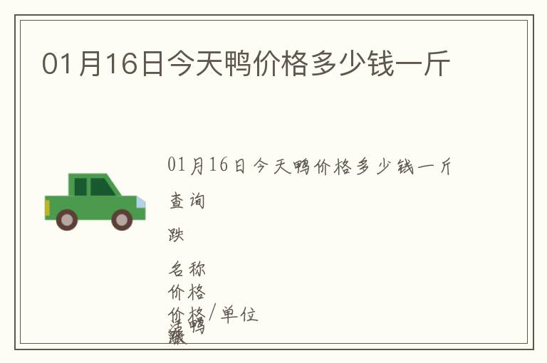 01月16日今天鴨價(jià)格多少錢一斤