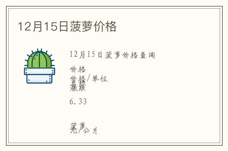 12月15日菠蘿價(jià)格