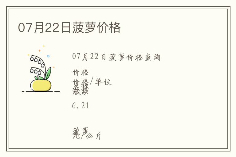07月22日菠蘿價(jià)格